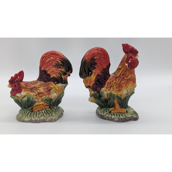 Rooster salt and pepper shakers set of spicy ceramic cluckers - Picture 10 of 16